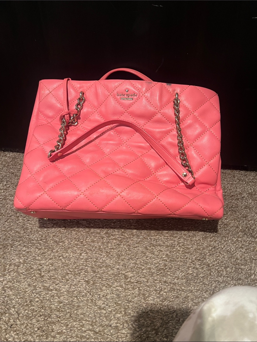 kate spade Coral Quilted Leather Tote with Chain Straps